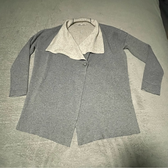Catherine Malandrino one button cardi soft heavy wool blend size large grey - Picture 1 of 8